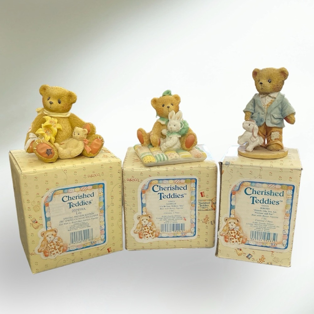 Trio Set of Easter Themed Cherished Teddies-